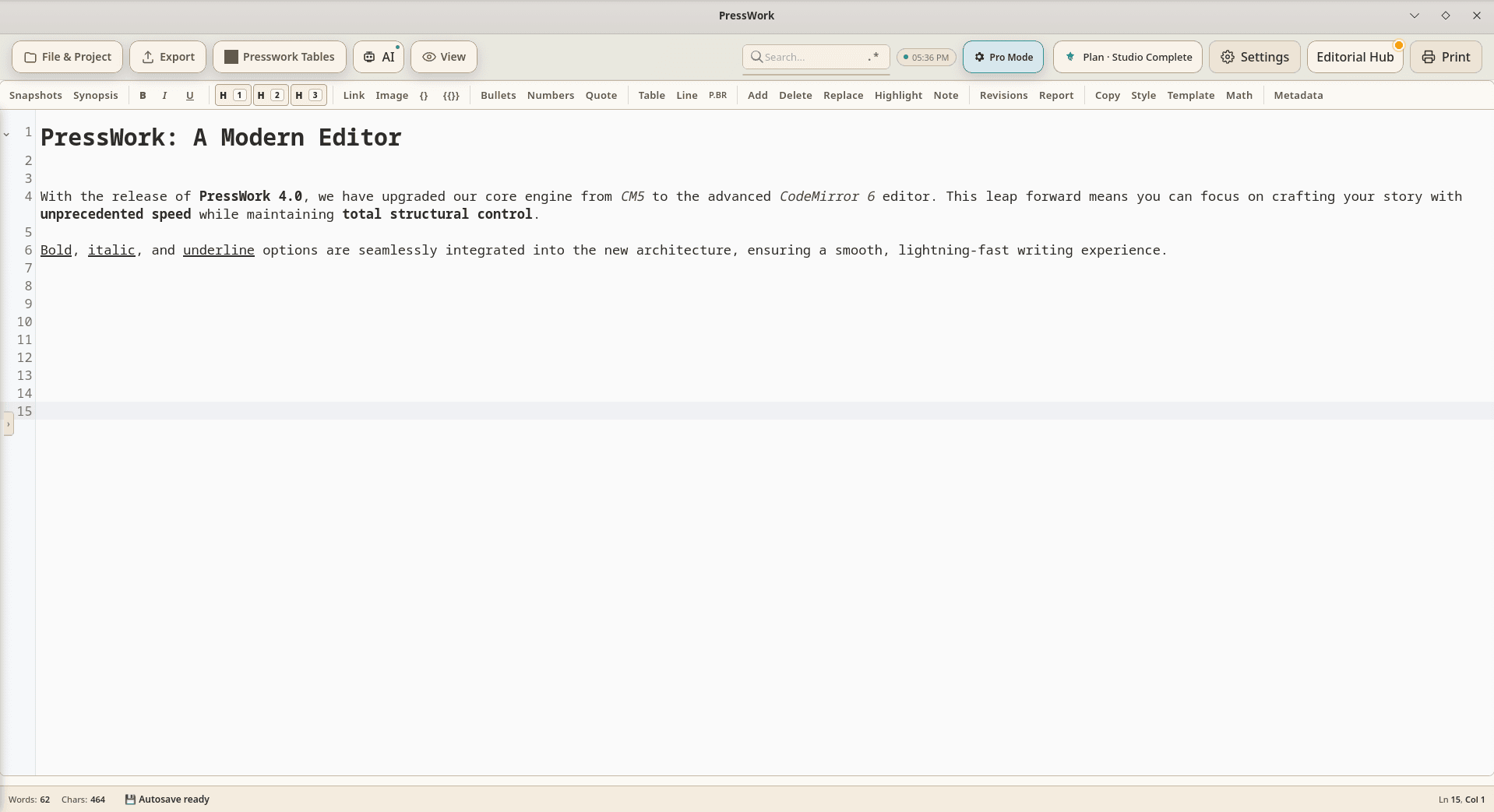 CM6 editor preview in PressWork 4.0