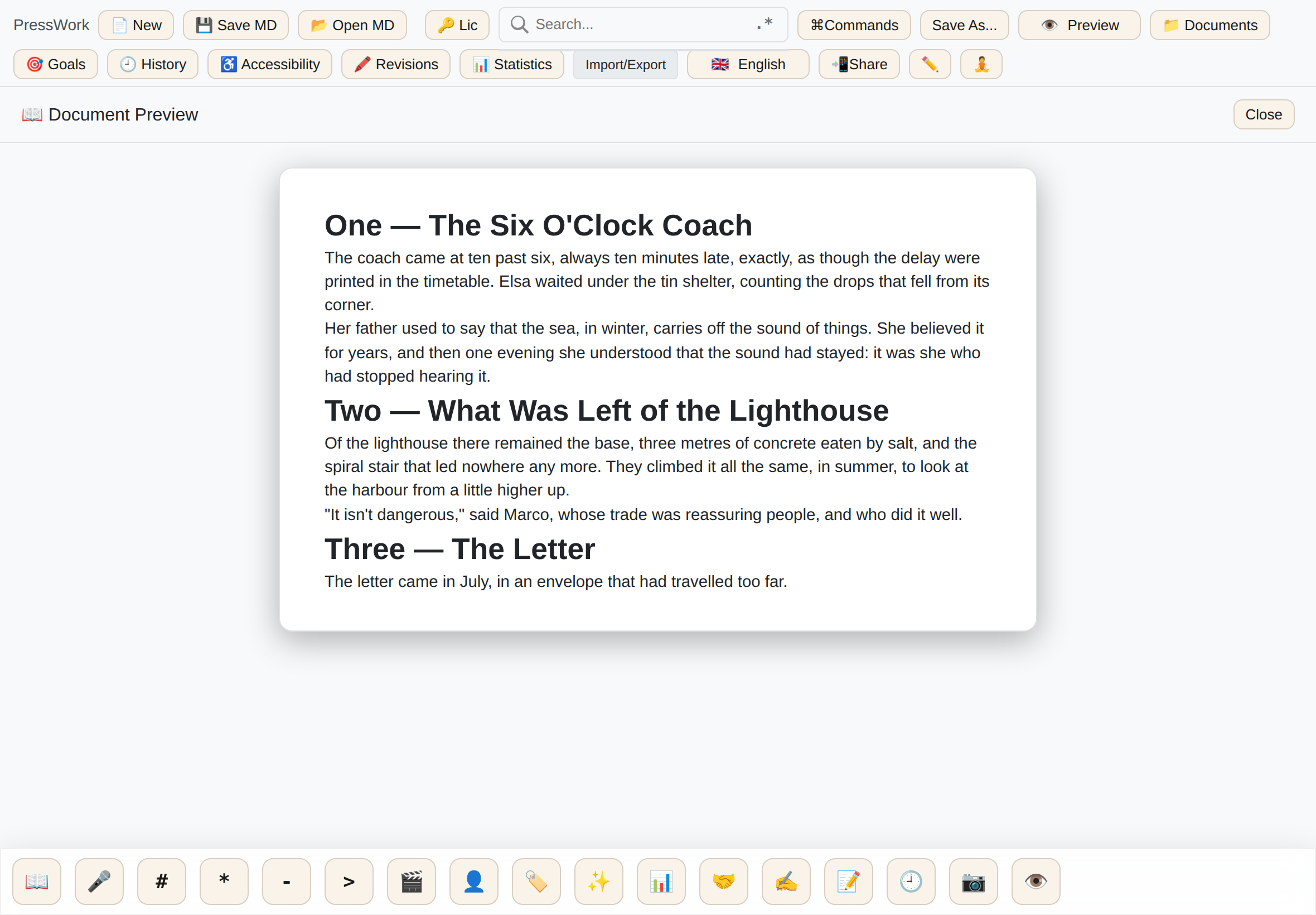 The laid-out document preview on a tablet