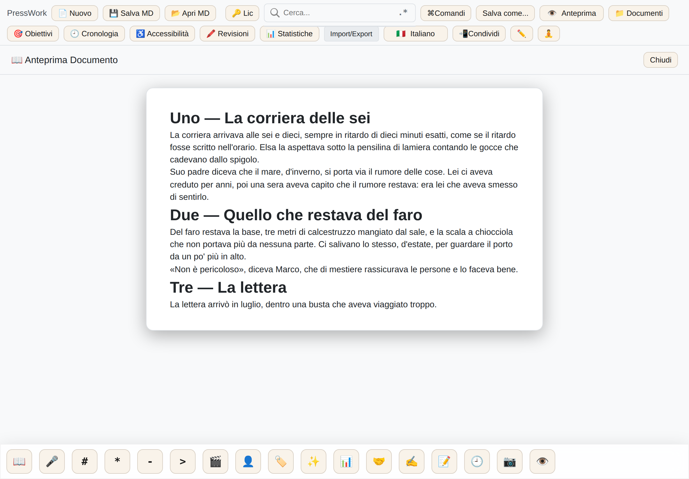 L'anteprima del documento impaginato su tablet
