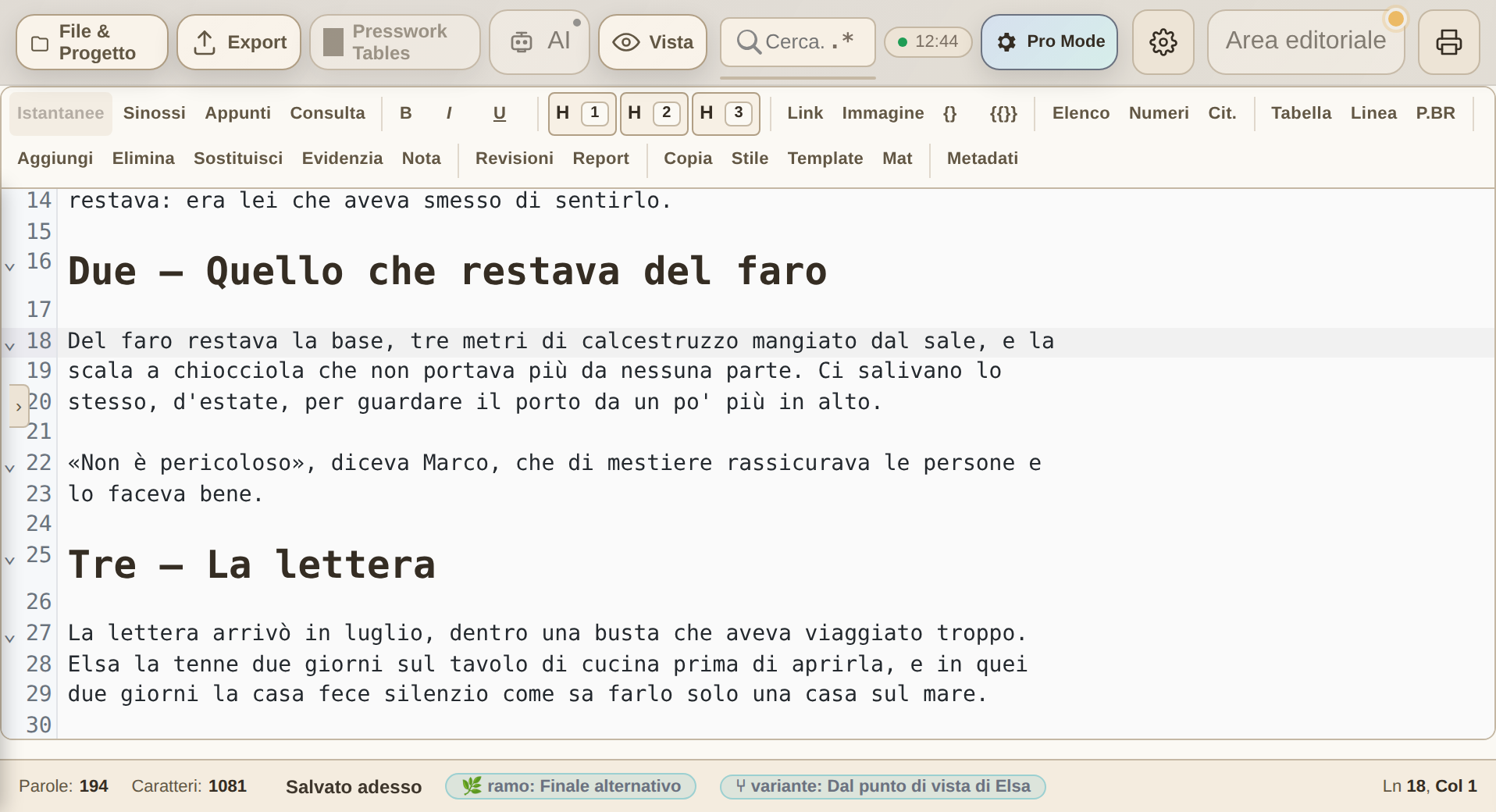 L'editor di PressWork con anteprima dal vivo